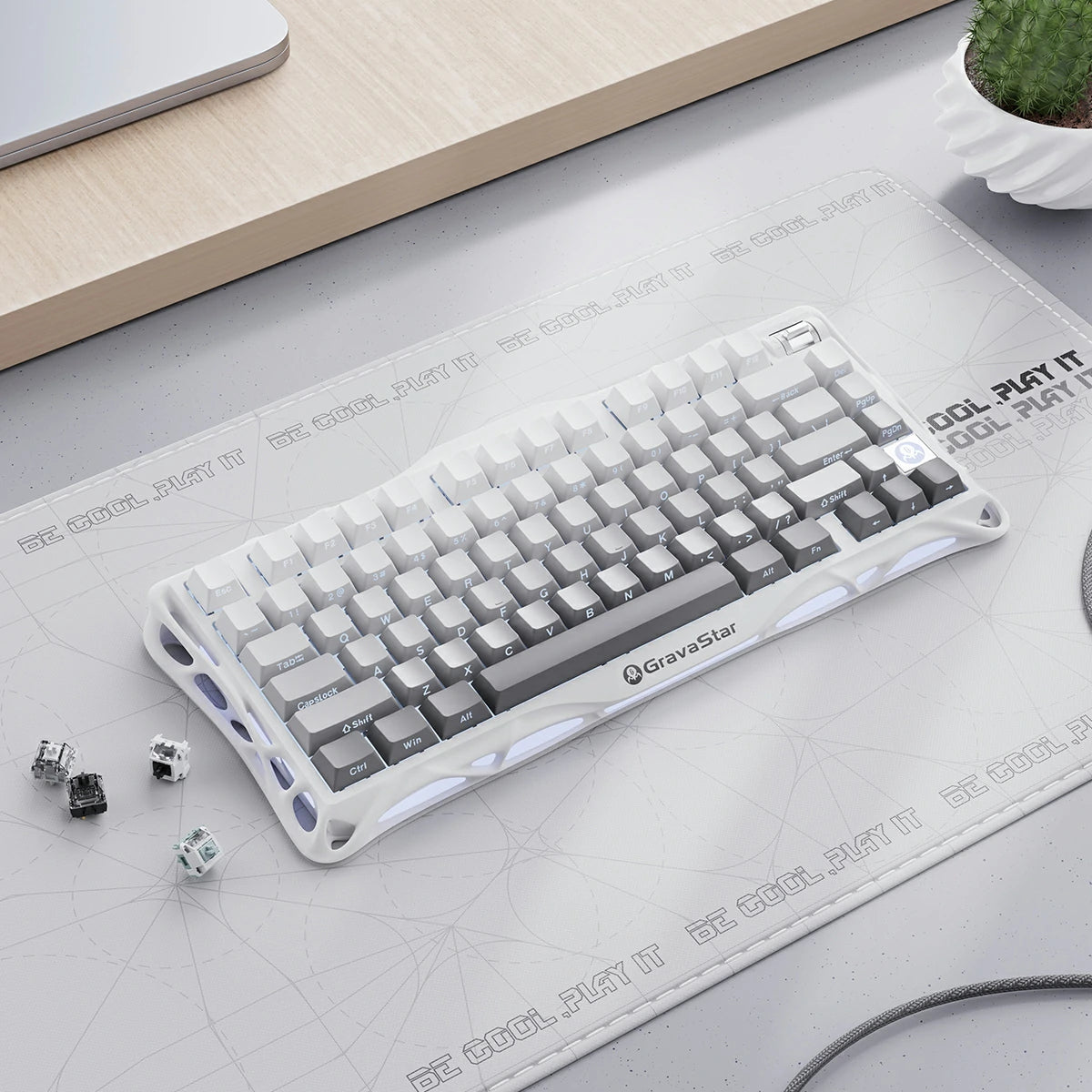 gravastar Mercury K1 Gradient White gaming keyboard RGB keyboard compact keyboard USB-C keyboard tactile keyboard backlit keyboard office keyboard ergonomic keyboard portable keyboard