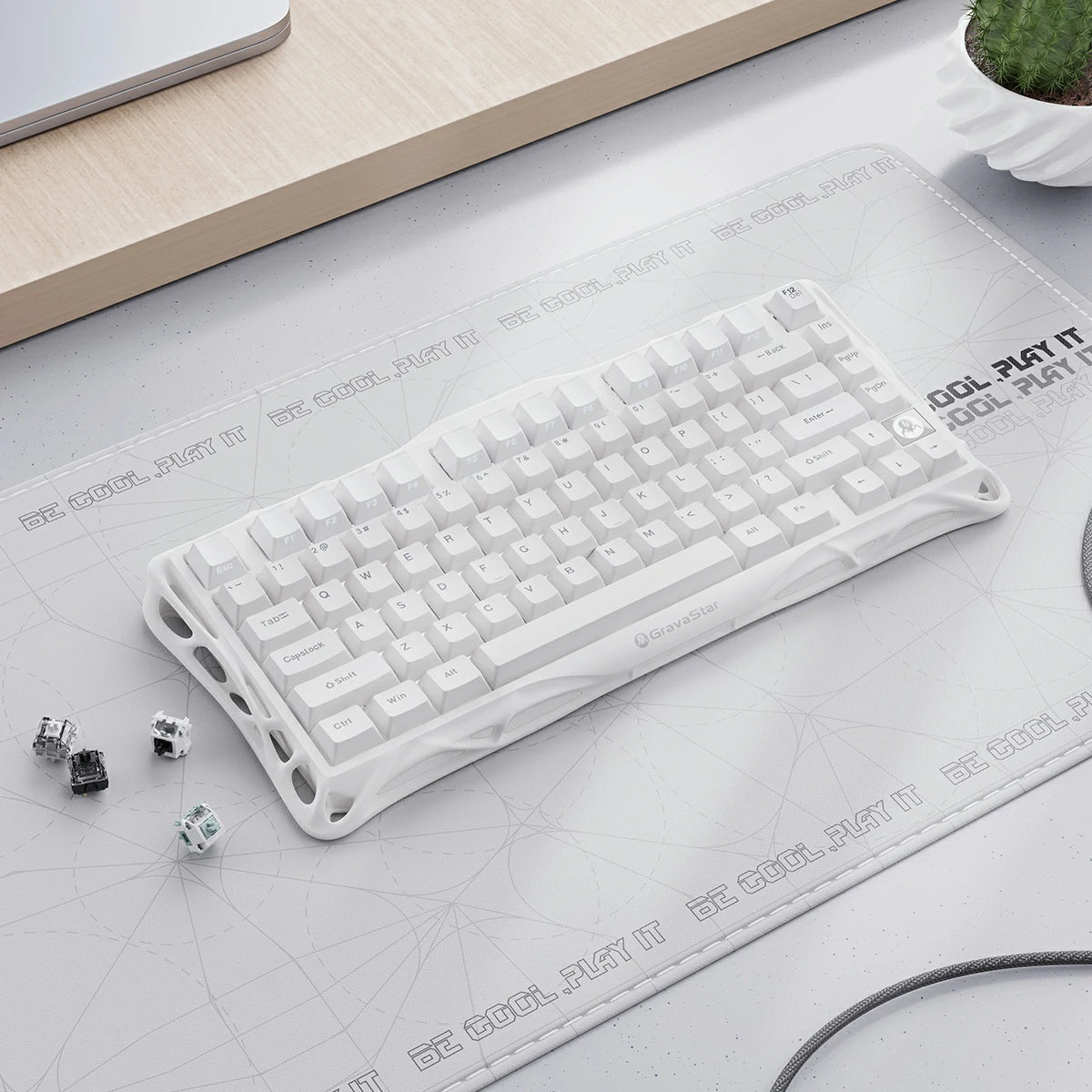 gravastar Mercury K1 Lite Snow White mechanical keyboard gaming keyboard USB-C keyboard compact keyboard durable keyboard typing keyboard backlit keyboard ergonomic keyboard versatile keyboard