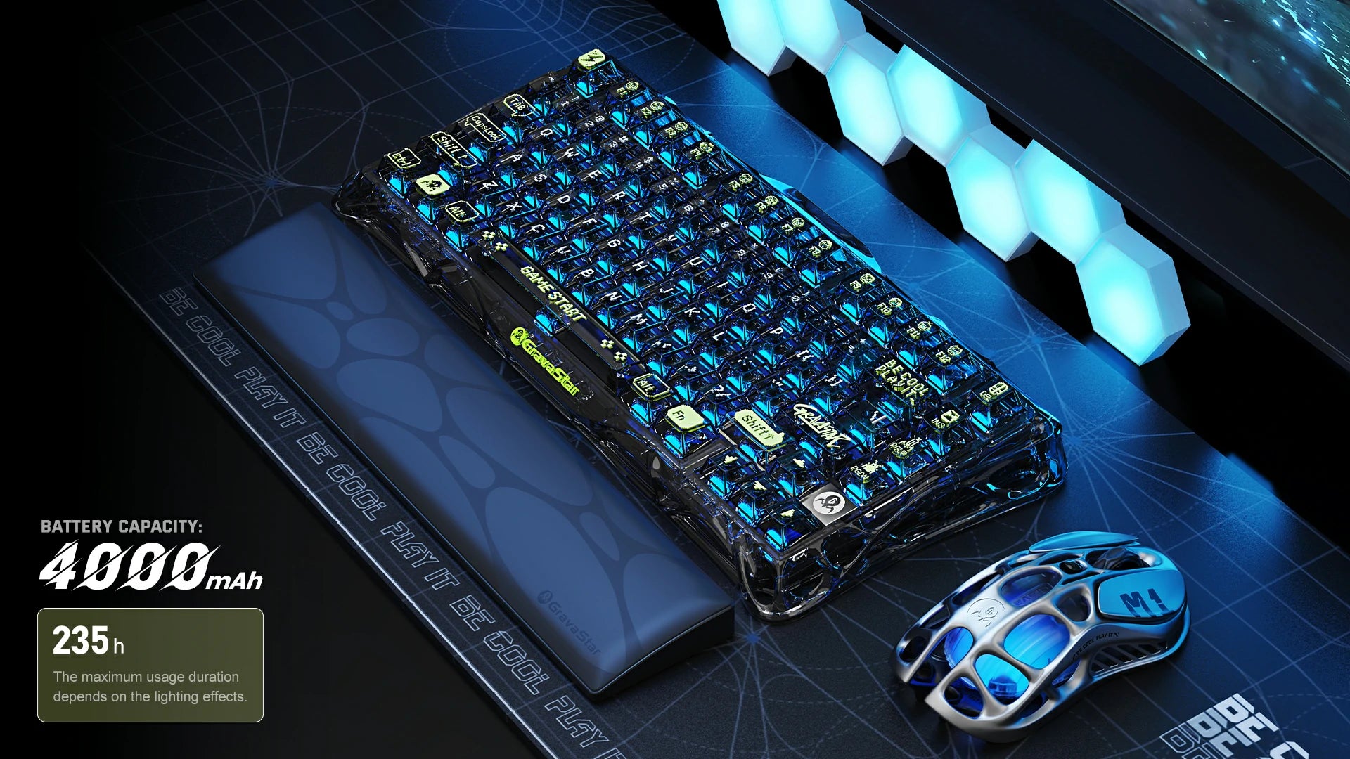 gravastar Mercury K1 Lite Transparent Black mechanical keyboard gaming keyboard USB-C keyboard durable keyboard typing keyboard cool features keyboard stylish appearance functional design