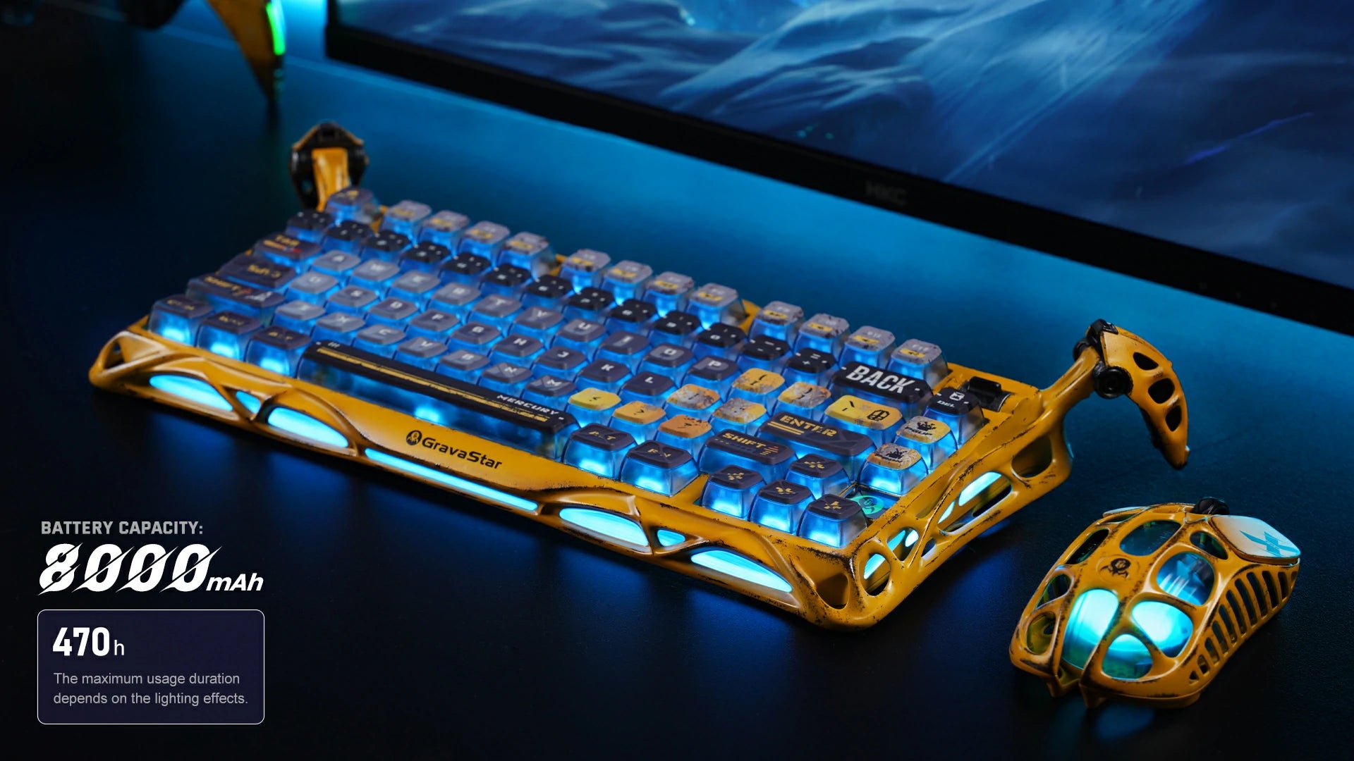 gravastar Mercury K1 Pro Battle-Worn Yellow optimized for esports high-performance gaming with precision