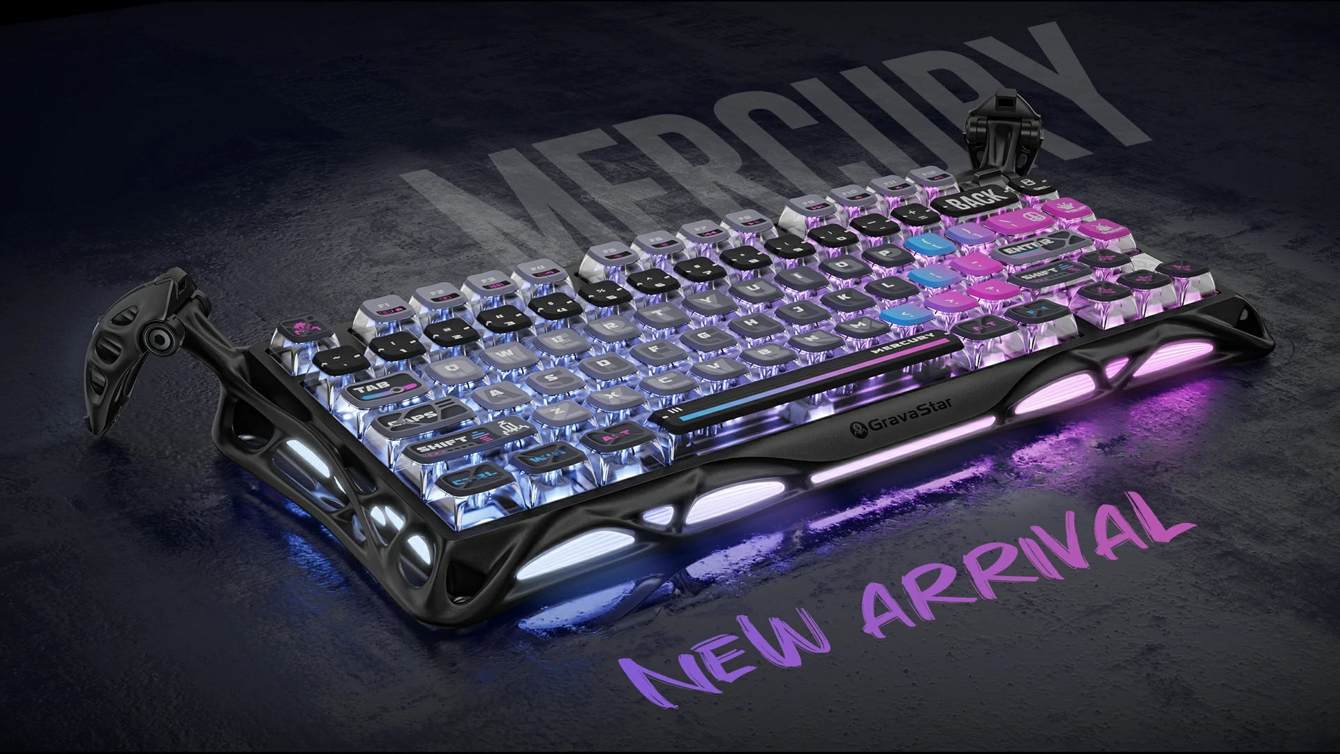 gravastar Mercury K1 Pro Galaxy Black lightweight design portable mechanical keyboard for gamers on the go