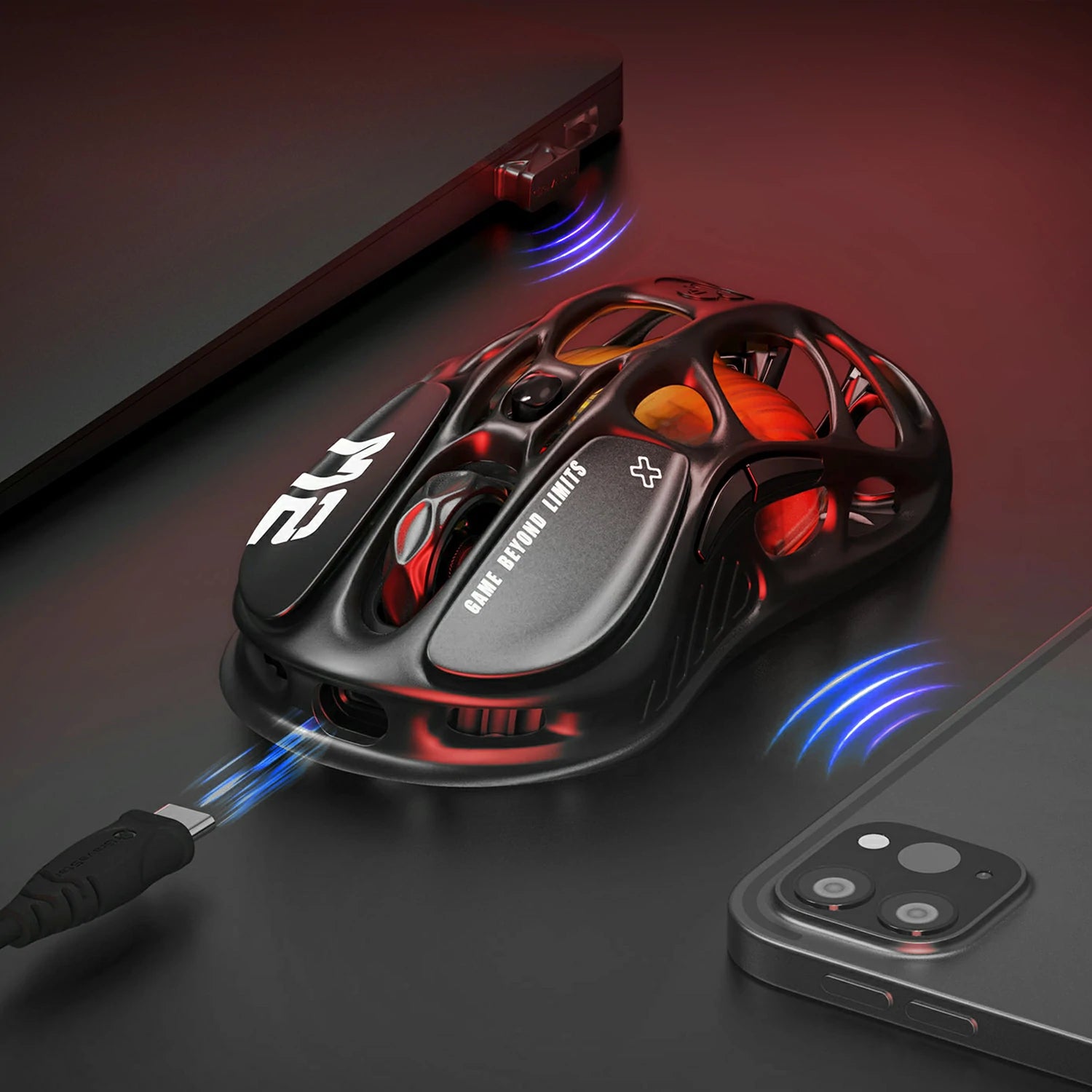 gravastar Mercury M2 Stealth Black gaming mouse TUROSPEED Wireless technology fast connectivity for seamless gameplay